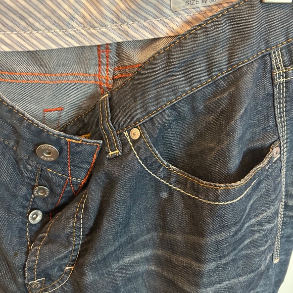Hugo Boss Blue Straight/Relaxed Fit Jeans Fade Orange Stitch 36x30 - Picture 5 of 5
